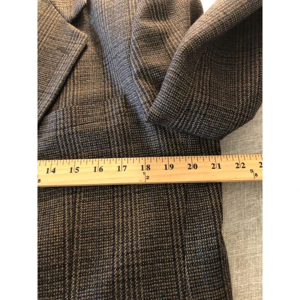 Joseph & Feiss International Sport Coat Mens 46 Regular Brown Gray Wool Plaid